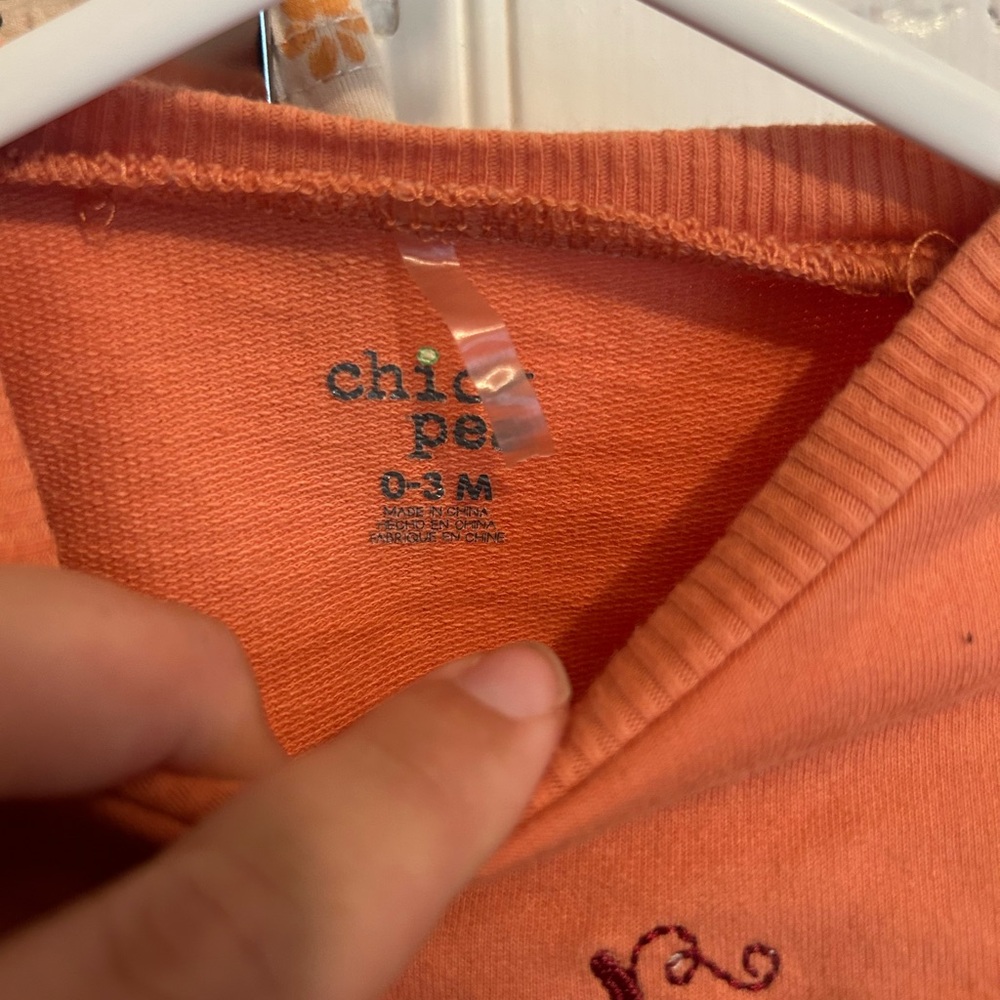 Chick Pea 0/3m Orange Thankful pumpkin 2pc matching sweater Outfit set - Picture 2 of 4